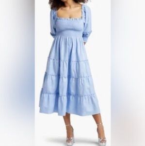 Hill House Neslie Nap Blue Glitter Midi Dress